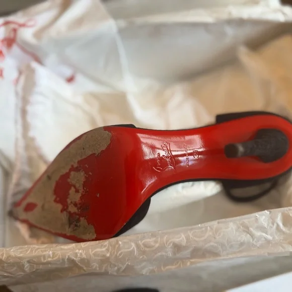 Christian Louboutin Astrids Bride Black Suede Heels - Picture 10 of 14